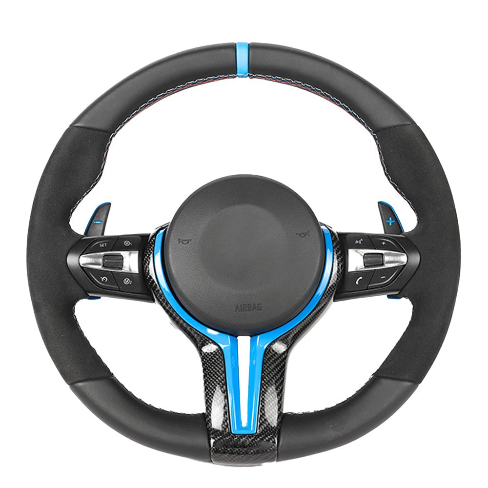 BMW FXX LEATHER / ALCANTARA / FLAT BOTTOM CUSTOM STEERING WHEEL