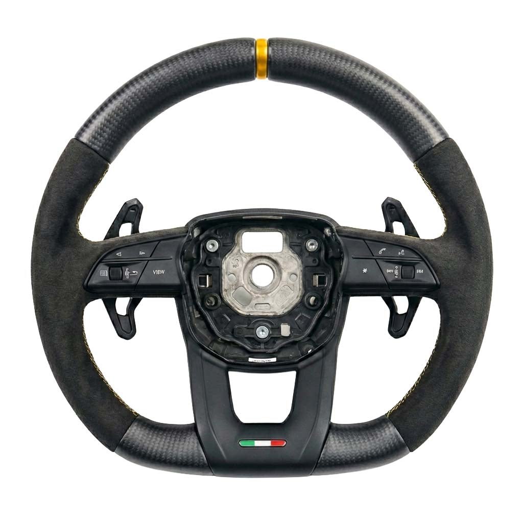 LAMBORGHINI URUS CARBON FIBRE / ALCANTARA FLAT BOTTOM CUSTOM STEERING WHEEL